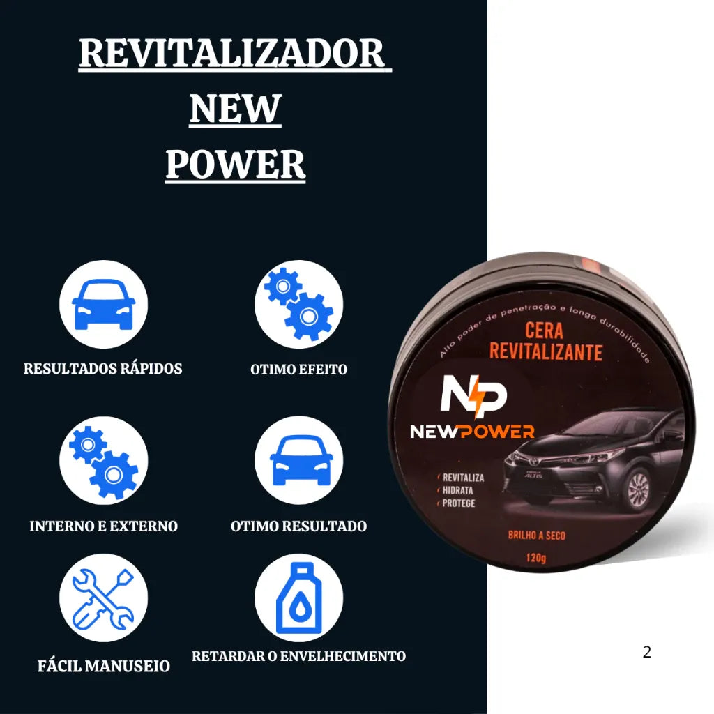 Cera Revitalizadora NewPower - Kit Completo - Restaura Plástico, Borracha e Couros