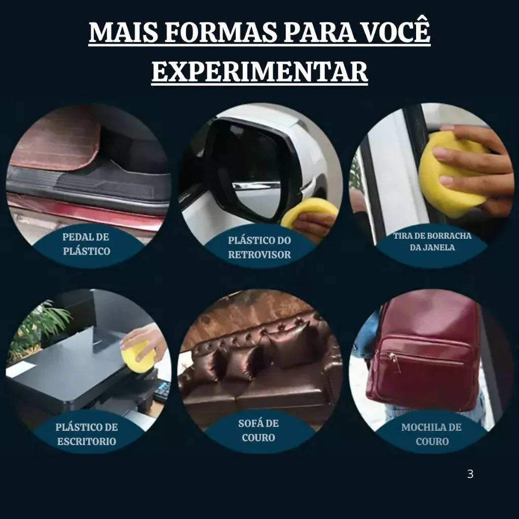 Cera Revitalizadora NewPower - Kit Completo - Restaura Plástico, Borracha e Couros