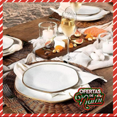 48 Peças de Jantar em Porcelana Conjunto de Luxo Oxford® - OFERTA DE NATAL
