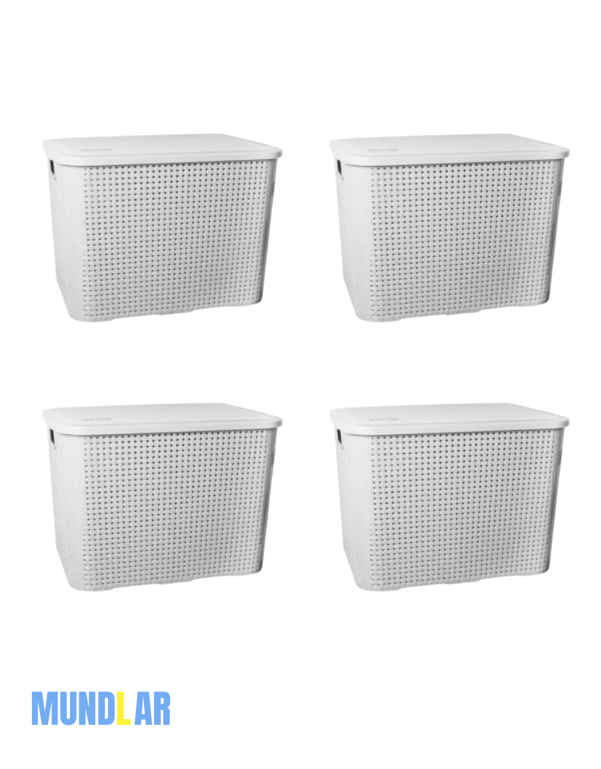 Kit com 4 Caixas Organizadoras Rattan 20L com Tampa