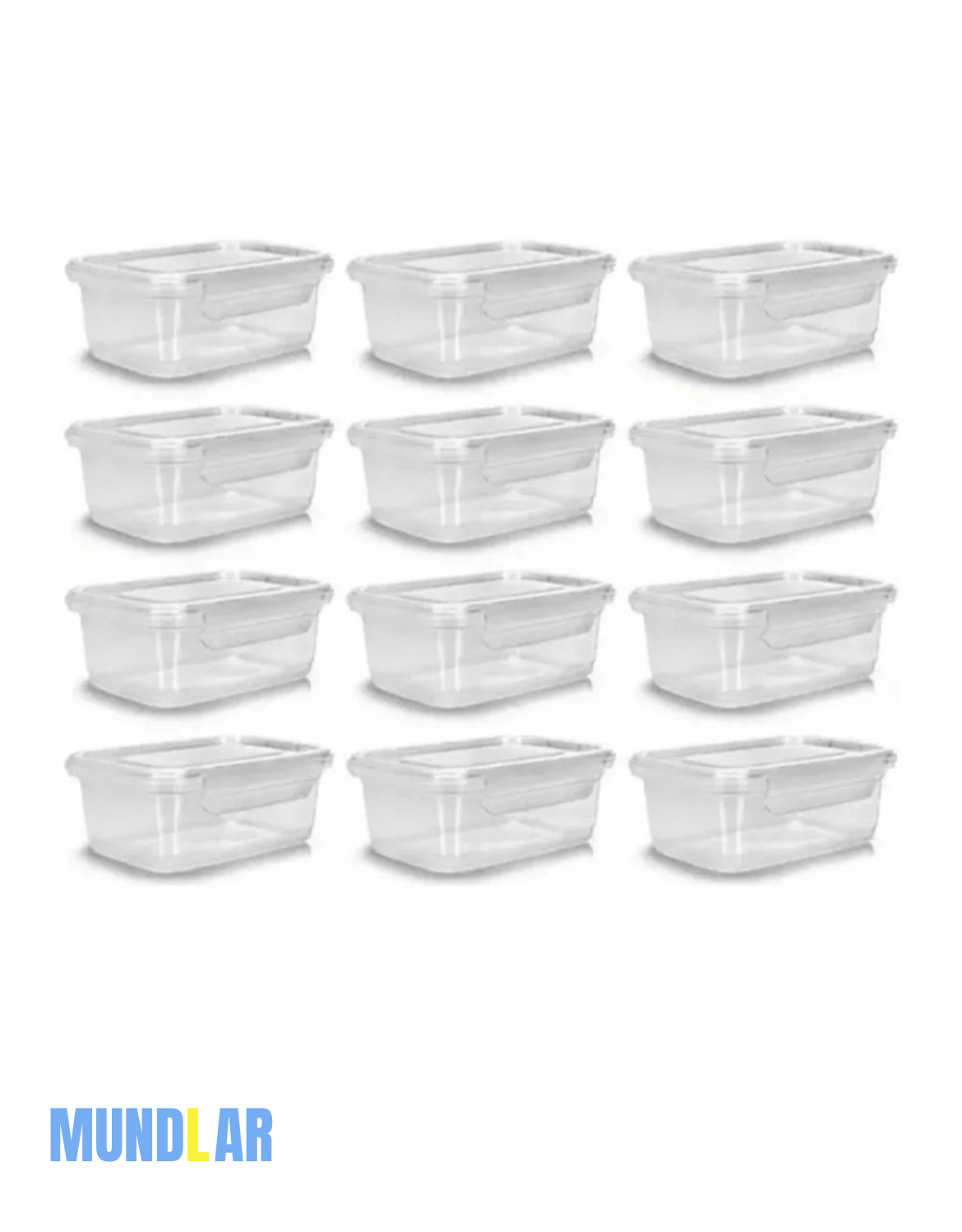 Kit 12 Potes com Trava Transparente Reutilizáveis